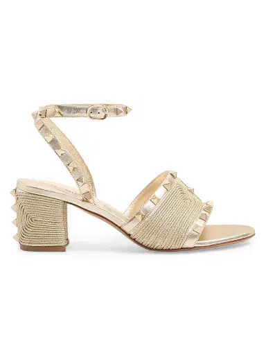 Valentino Garavani Women's Rockstud Sandals in Laminated Nappa 60MM - Platinum - Size 6 | Thumbnail 1 Valentino Garavani Women's Rockstud Sandals in Laminated Nappa 60MM - Platinum - Size 6 | Thumbnail 1