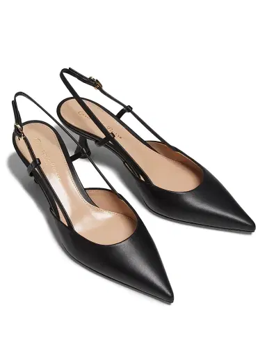Gianvito Rossi Women's Ascent 55MM Leather Slingback Pumps - Black - Size 12 | Thumbnail 4
