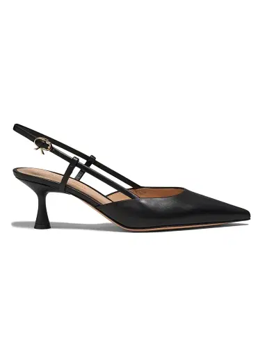 Gianvito Rossi Women's Ascent 55MM Leather Slingback Pumps - Black - Size 12 | Thumbnail 1