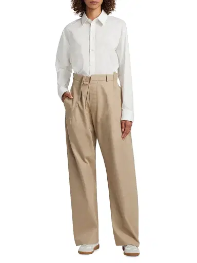 MM6 MAISON MARGIELA Women's Pleated Cotton Straight-Leg Pants | Thumbnail 2