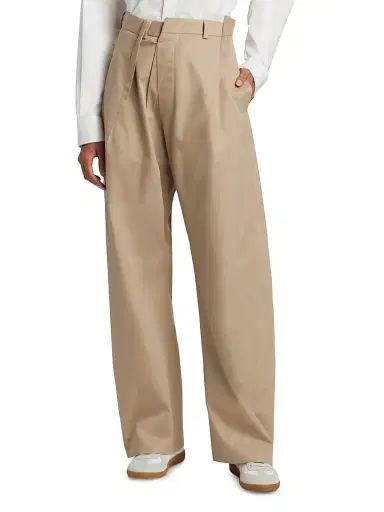 MM6 MAISON MARGIELA Women's Pleated Cotton Straight-Leg Pants | Thumbnail 3