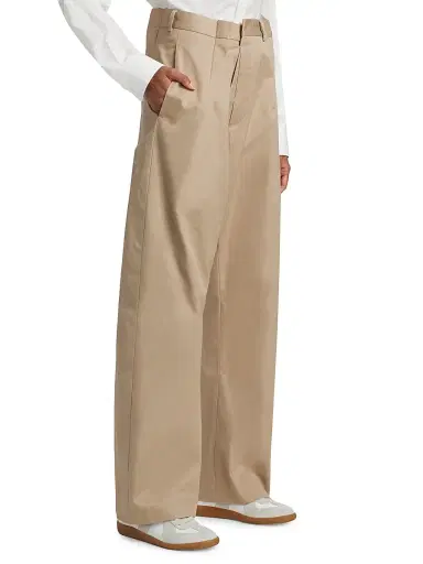MM6 MAISON MARGIELA Women's Pleated Cotton Straight-Leg Pants | Thumbnail 4
