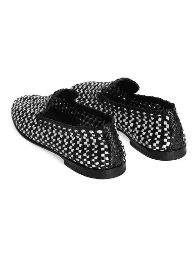 Dolce & Gabbana Men's Leather Intreccio Loafers - Bianco Nero | Thumbnail 3 Dolce & Gabbana Men's Leather Intreccio Loafers - Bianco Nero | Thumbnail 3