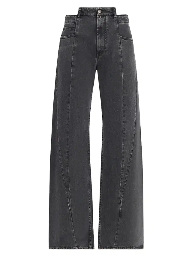 Maison Margiela Women's Cut-Out Wide-Leg Jeans - Medium Black Stone