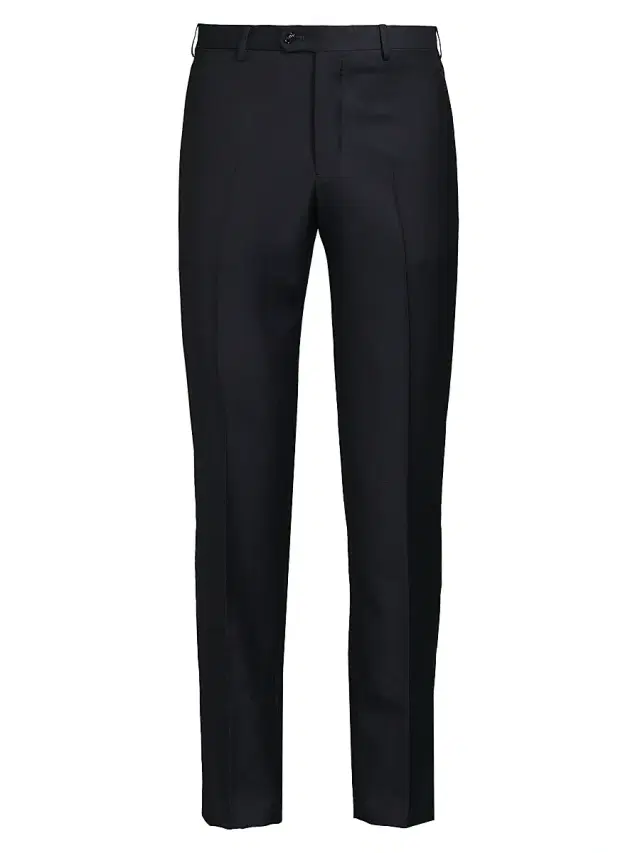 Men's Crease-Front Virgin Wool Trousers - Navy