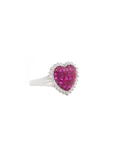 Wish Fine Jewelry 1.95ct Diamond Ruby 18K Gold Cluster Heart Ring | Thumbnail 2 Wish Fine Jewelry 1.95ct Diamond Ruby 18K Gold Cluster Heart Ring | Thumbnail 2