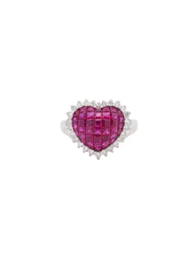 Wish Fine Jewelry 1.95ct Diamond Ruby 18K Gold Cluster Heart Ring | Thumbnail 1 Wish Fine Jewelry 1.95ct Diamond Ruby 18K Gold Cluster Heart Ring | Thumbnail 1