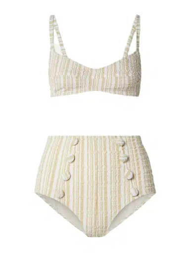 Lisa Marie Fernandez Button-embellished Striped Seersucker Bikini | Thumbnail 1
