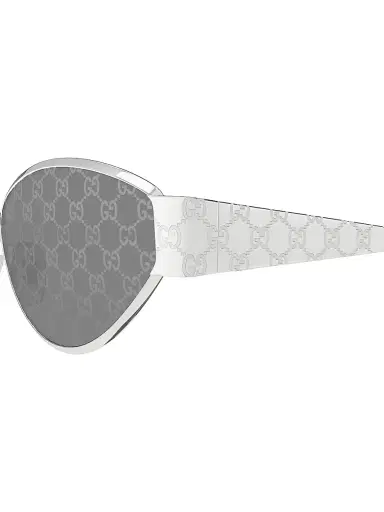 Gucci Women's GG Logo Print 55MM Geometric Metal Sunglasses - Silver Grey | Thumbnail 3