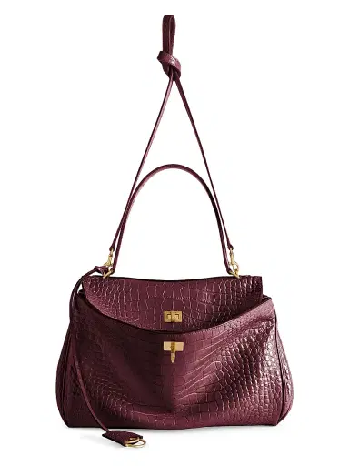 Balenciaga Women's Rodeo Medium Top Handle Crocodile Embossed - Dark Burgundy | Thumbnail 7 Balenciaga Women's Rodeo Medium Top Handle Crocodile Embossed - Dark Burgundy | Thumbnail 7