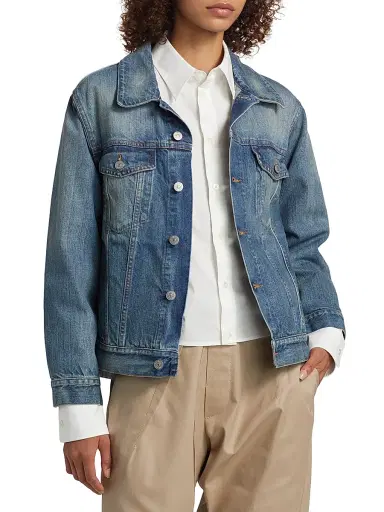 MM6 MAISON MARGIELA Women's Denim Button-Front Jacket - Medium Blue - Size 8 | Thumbnail 3 MM6 MAISON MARGIELA Women's Denim Button-Front Jacket - Medium Blue - Size 8 | Thumbnail 3