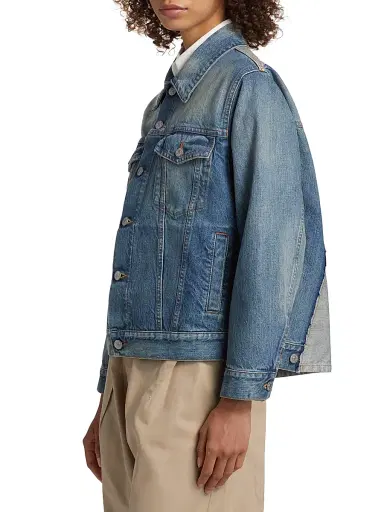 MM6 MAISON MARGIELA Women's Denim Button-Front Jacket - Medium Blue - Size 8 | Thumbnail 4 MM6 MAISON MARGIELA Women's Denim Button-Front Jacket - Medium Blue - Size 8 | Thumbnail 4