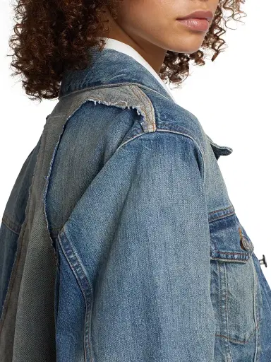 MM6 MAISON MARGIELA Women's Denim Button-Front Jacket - Medium Blue - Size 8 | Thumbnail 6 MM6 MAISON MARGIELA Women's Denim Button-Front Jacket - Medium Blue - Size 8 | Thumbnail 6