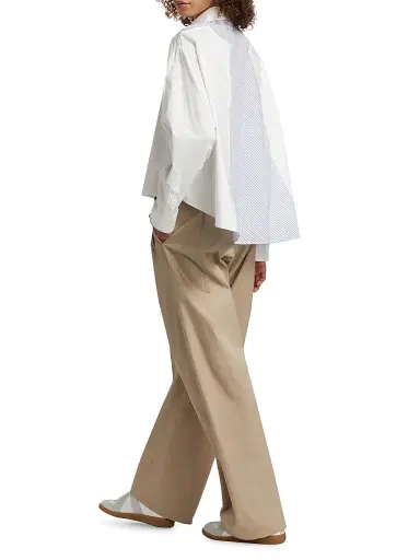 MM6 MAISON MARGIELA Women's Striped Cotton Button-Front Shirt | Thumbnail 2 MM6 MAISON MARGIELA Women's Striped Cotton Button-Front Shirt | Thumbnail 2