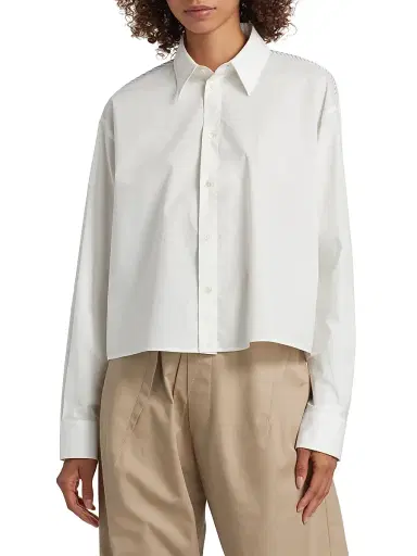 MM6 MAISON MARGIELA Women's Striped Cotton Button-Front Shirt | Thumbnail 3 MM6 MAISON MARGIELA Women's Striped Cotton Button-Front Shirt | Thumbnail 3