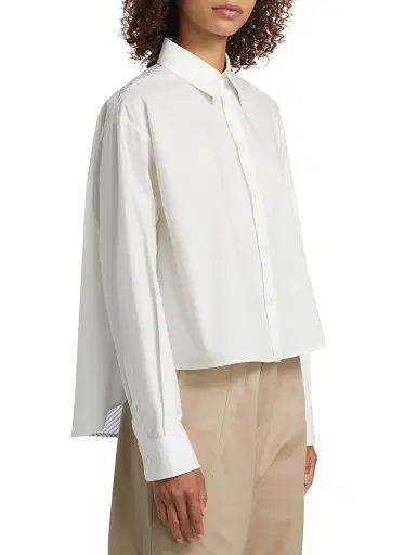 MM6 MAISON MARGIELA Women's Striped Cotton Button-Front Shirt | Thumbnail 4 MM6 MAISON MARGIELA Women's Striped Cotton Button-Front Shirt | Thumbnail 4