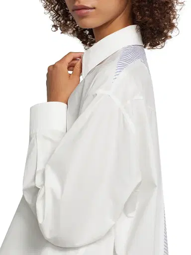 MM6 MAISON MARGIELA Women's Striped Cotton Button-Front Shirt | Thumbnail 6 MM6 MAISON MARGIELA Women's Striped Cotton Button-Front Shirt | Thumbnail 6