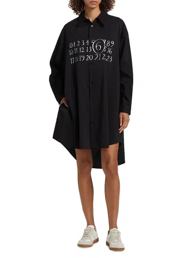 MM6 MAISON MARGIELA Women's Logo Cotton-Blend Mini Shirtdress | Thumbnail 2 MM6 MAISON MARGIELA Women's Logo Cotton-Blend Mini Shirtdress | Thumbnail 2