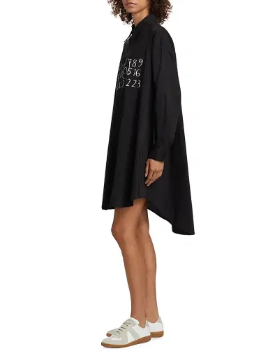 MM6 MAISON MARGIELA Women's Logo Cotton-Blend Mini Shirtdress | Thumbnail 4 MM6 MAISON MARGIELA Women's Logo Cotton-Blend Mini Shirtdress | Thumbnail 4
