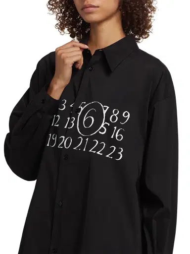 MM6 MAISON MARGIELA Women's Logo Cotton-Blend Mini Shirtdress | Thumbnail 6 MM6 MAISON MARGIELA Women's Logo Cotton-Blend Mini Shirtdress | Thumbnail 6