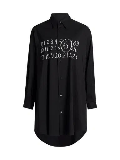 MM6 MAISON MARGIELA Women's Logo Cotton-Blend Mini Shirtdress | Thumbnail 1 MM6 MAISON MARGIELA Women's Logo Cotton-Blend Mini Shirtdress | Thumbnail 1