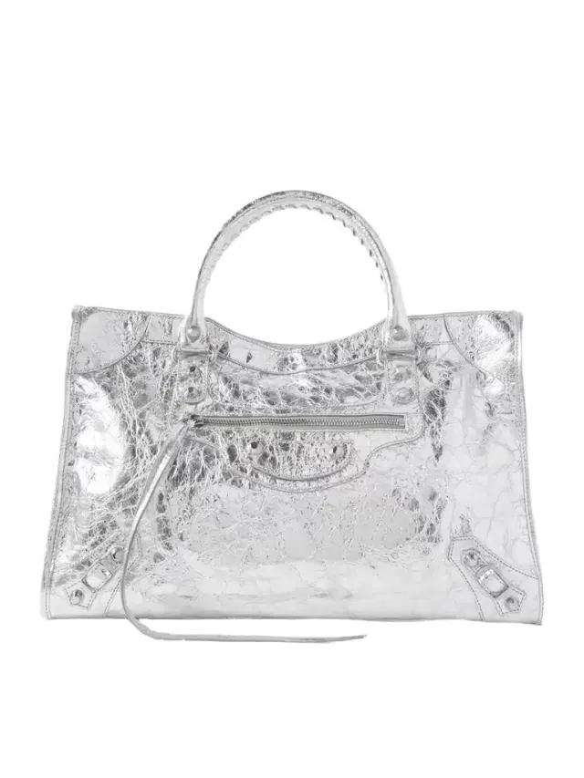 Le City Medium Metallic Textured-leather Tote