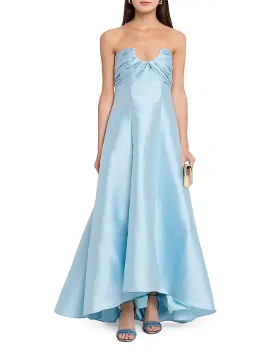 Badgley Mischka Women's Pebble Gazar Strapless Gown - Hydra Blue | Thumbnail 2 Badgley Mischka Women's Pebble Gazar Strapless Gown - Hydra Blue | Thumbnail 2