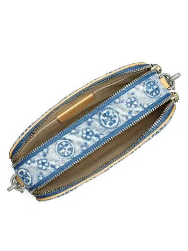 Tory Burch Women's Miller Monogram Denim Crossbody Bag - Powder Blue | Thumbnail 3