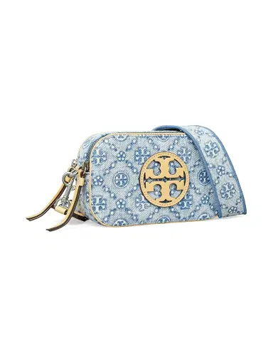 Tory Burch Women's Miller Monogram Denim Crossbody Bag - Powder Blue | Thumbnail 4