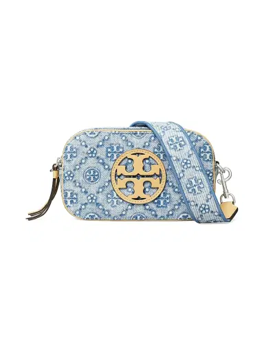 Tory Burch Women's Miller Monogram Denim Crossbody Bag - Powder Blue | Thumbnail 1