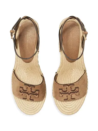 Tory Burch Women's Ines Leather Double T Wedge Espadrille Sandals - Noisette - Size 9.5 | Thumbnail 3 Tory Burch Women's Ines Leather Double T Wedge Espadrille Sandals - Noisette - Size 9.5 | Thumbnail 3