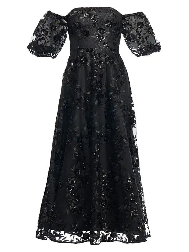 Shoshanna Women's Marcus Sequined Floral Evening Dress - Jet