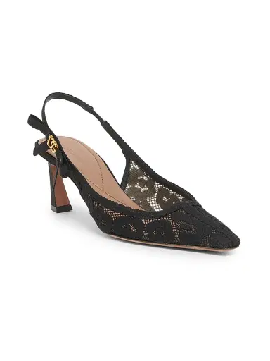 Dolce & Gabbana Women's Pizzo Leo Lace 65MM Slingback Pumps - Nero | Thumbnail 2