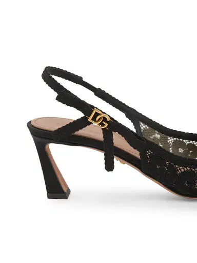 Dolce & Gabbana Women's Pizzo Leo Lace 65MM Slingback Pumps - Nero | Thumbnail 5