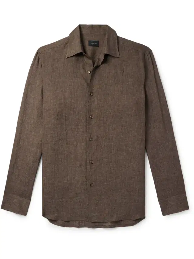 Button-Down Collar Linen Shirten