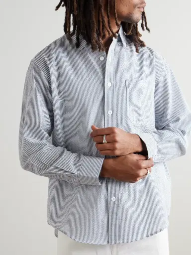 FrizmWORKS OG Oversized Striped Cotton-Blend Seersucker Shirt - Men | Thumbnail 3