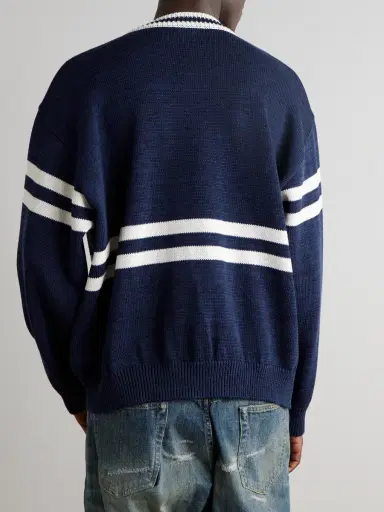 KAPITAL Peckish Rainbowy Ivy Appliquéd Striped Cotton Sweater - Men | Thumbnail 3 KAPITAL Peckish Rainbowy Ivy Appliquéd Striped Cotton Sweater - Men | Thumbnail 3