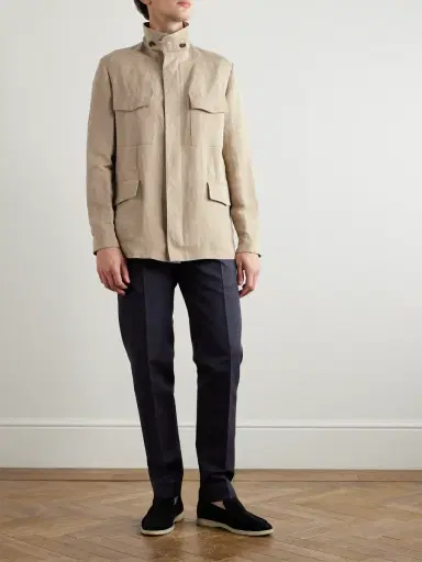 Loro Piana Cedric Tapered Cotton and Linen-Blend Canvas Trousers - Men | Thumbnail 2