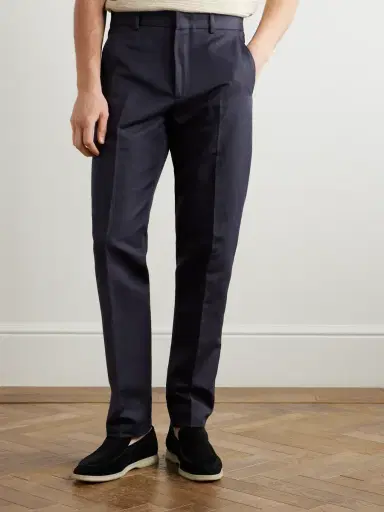 Loro Piana Cedric Tapered Cotton and Linen-Blend Canvas Trousers - Men | Thumbnail 3