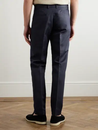 Loro Piana Cedric Tapered Cotton and Linen-Blend Canvas Trousers - Men | Thumbnail 4