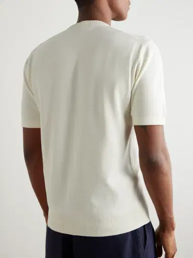 Loro Piana Slim-Fit Cotton and Silk-Blend Piqué T-Shirt - Men | Thumbnail 4