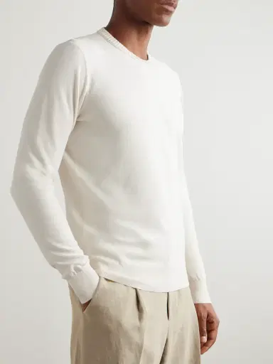 Loro Piana Cotton and Silk-Blend Piqué Sweater - Men | Thumbnail 3 Loro Piana Cotton and Silk-Blend Piqué Sweater - Men | Thumbnail 3