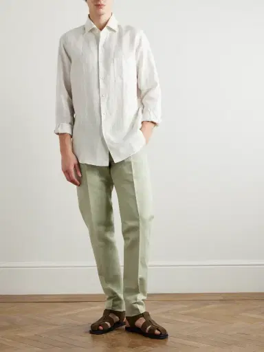Loro Piana Cedric Tapered Cotton and Linen-Blend Canvas Trousers - Men | Thumbnail 2 Loro Piana Cedric Tapered Cotton and Linen-Blend Canvas Trousers - Men | Thumbnail 2