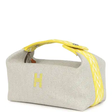 HERMÈS Hermes Bride A Brac Case PM Jaune Citron Plume Canvas Palladium Hardware | Thumbnail 5 HERMÈS Hermes Bride A Brac Case PM Jaune Citron Plume Canvas Palladium Hardware | Thumbnail 5