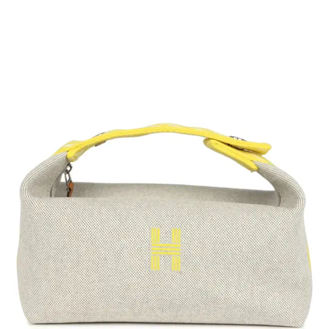 hermes Hermes Bride A Brac Case PM Jaune Citron Plume Canvas Palladium Hardware