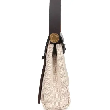 HERMÈS Hermes Herbag Zip 20 Mini Ecru and Beige Toile H Canvas and Ebene Vache Hunter Gold Hardware | Thumbnail 3 HERMÈS Hermes Herbag Zip 20 Mini Ecru and Beige Toile H Canvas and Ebene Vache Hunter Gold Hardware | Thumbnail 3