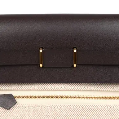 HERMÈS Hermes Herbag Zip 20 Mini Ecru and Beige Toile H Canvas and Ebene Vache Hunter Gold Hardware | Thumbnail 8 HERMÈS Hermes Herbag Zip 20 Mini Ecru and Beige Toile H Canvas and Ebene Vache Hunter Gold Hardware | Thumbnail 8