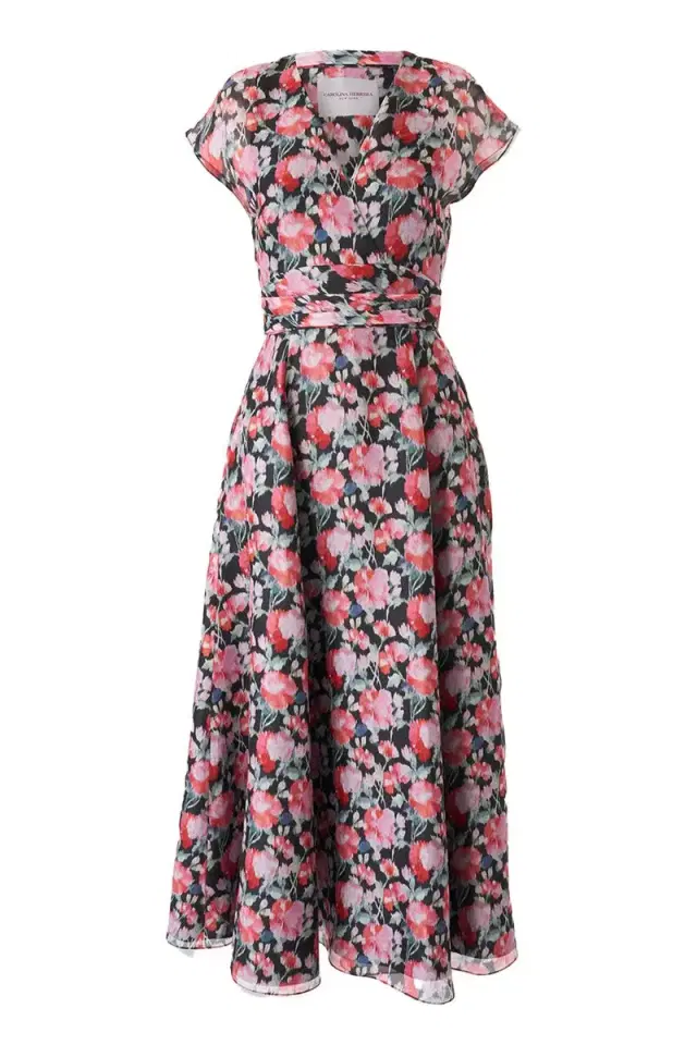Carolina Herrera Cap Sleeve Midi Dress