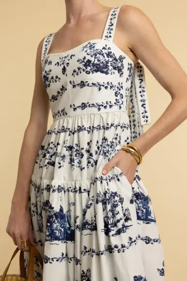 Erdem Strappy Fit Flare Midi Dress | Thumbnail 3