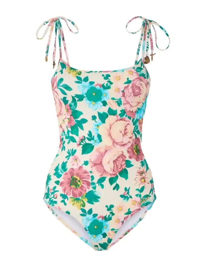Embellished Floral-print Swimsuit